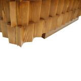 Mid-Century Modern Style Oak Wood and Black Glass Italian Sideboard