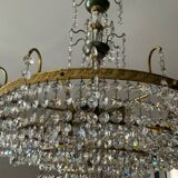 Brass chandelier with crystal pendants