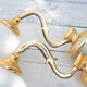 2 wall sconces golden metal gooseneck and opaline lampshade