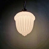 Art Deco suspension in pressed white opaline, 1920-30.