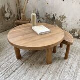 Circular elm coffee table from the 1950s