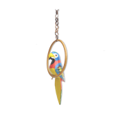 Suspension perroquet bois et rotin
