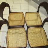 Set of 4 Baumann canned chairs model sled 1970