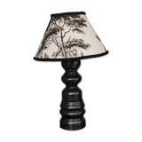 Table lamp foot wood made by cabinetmaker black abbat day cypress fabrics white and black