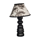 Table lamp foot wood made by cabinetmaker black abbat day cypress fabrics white and black