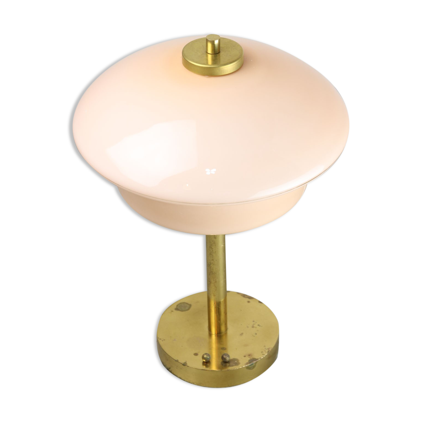 Mid-century brass & glass table lamp
