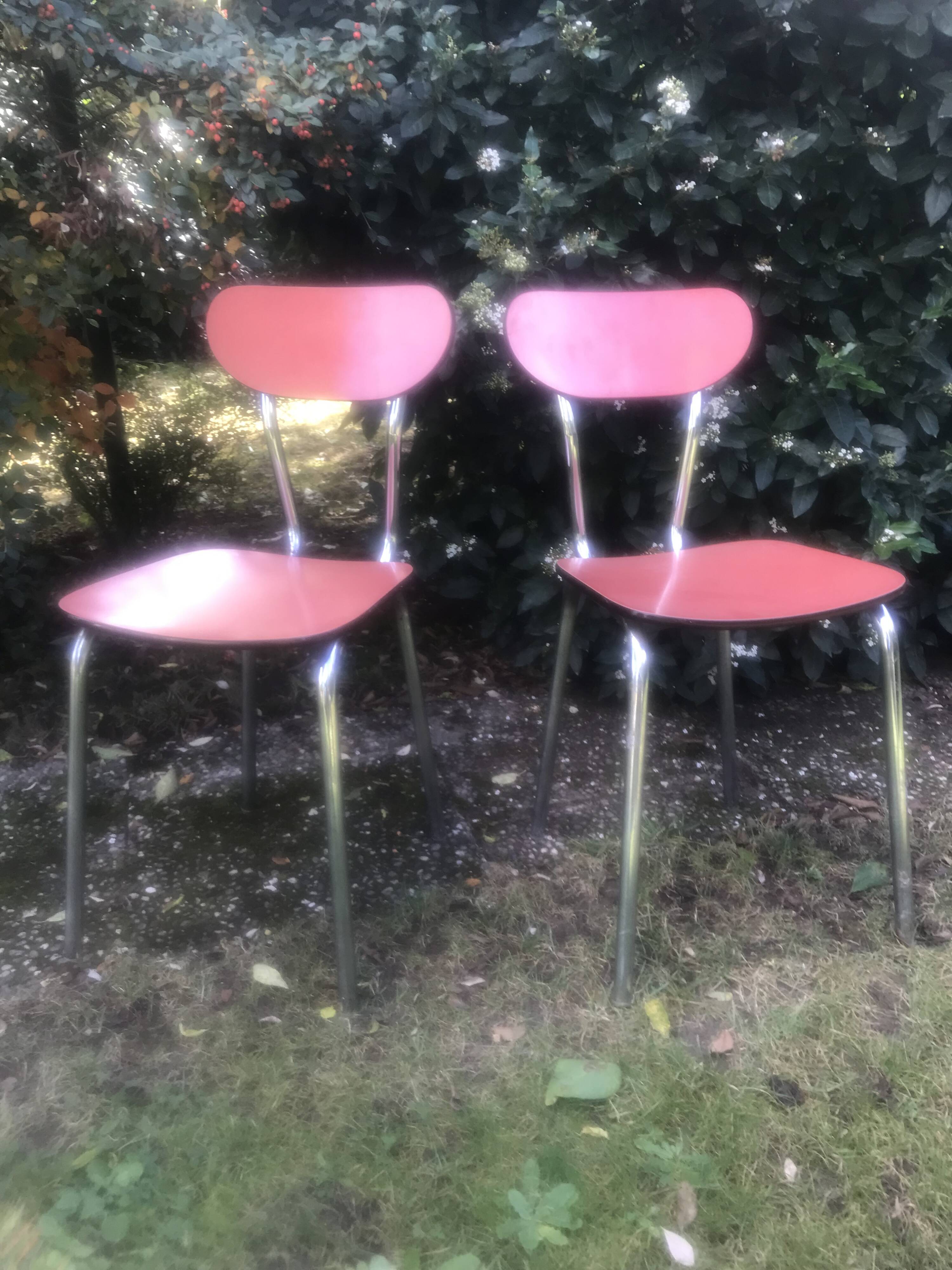 Red formica chairs