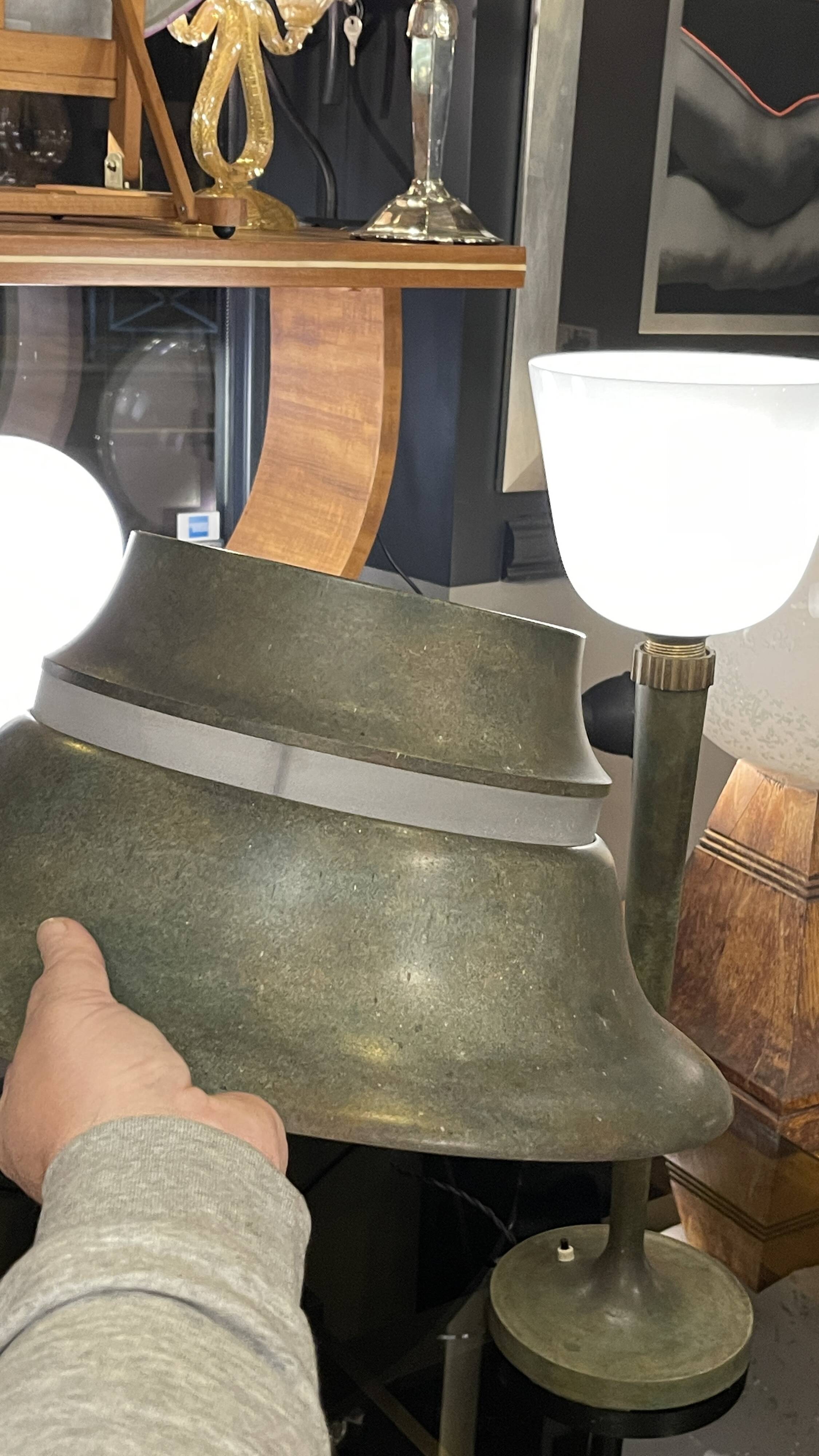 rare art deco table lamp by jean perzel no. 516 bronze opaline glass 1936