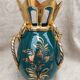 Italian lilac crown vase 26cm - emerald green & gold - vintage 60s year