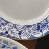 4 assiettes plates en faïence bleue et blanche de K&G Lunéville, modèle Blida