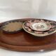 XXL wooden and brass platter, 72 cm