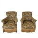 Pair of crapaud armchairs, antique floral upholstery, Napoléon III period.