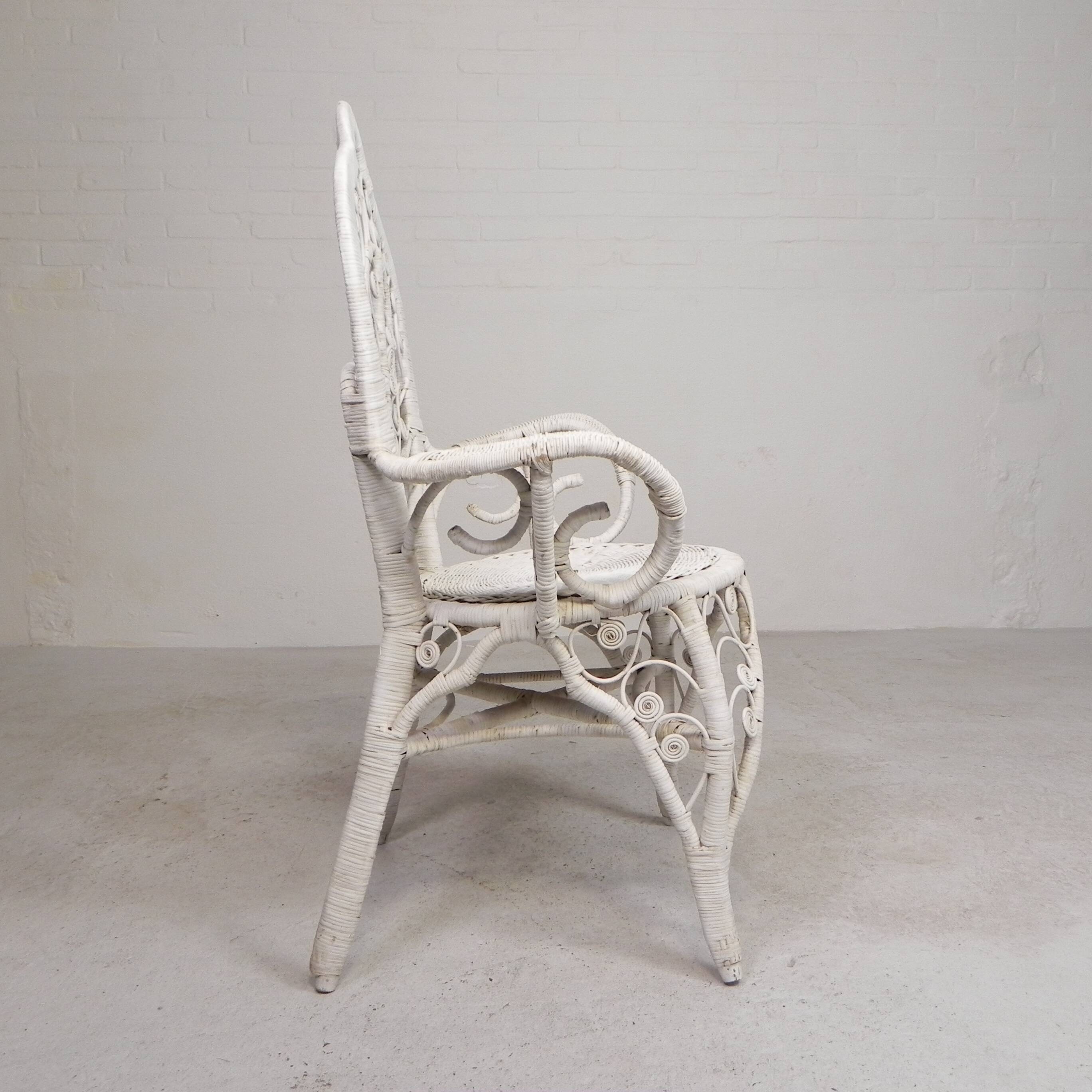 Vintage bamboo, rattan armchair with armrests, 1950s