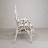 Vintage bamboo, rattan armchair with armrests, 1950s