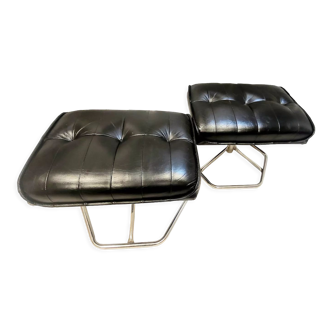 2 leather stools