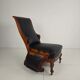 Fauteuil de bibliothèque ancien du XIXe siècle par Horrix – cuir noir