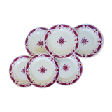6 flat ironstone plates from Moulin des Loups and Hamage, Madeleine model