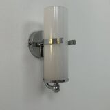 Pair of vintage wall lights, chrome and opaline, France, 1970.