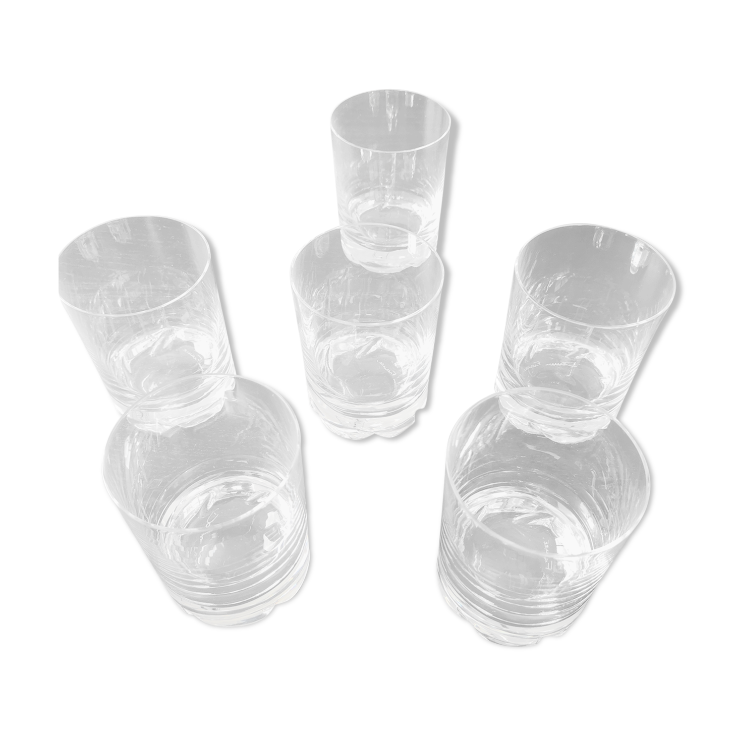Set of 6 sober Daum crystal glasses