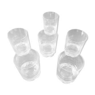 Set of 6 sober Daum crystal glasses