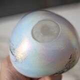 Vintage vase, small iridescent glass vase with patterns, blown glass, collection, interior decoration