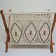 Magazine holder macramé cotton and vintage wood 70s