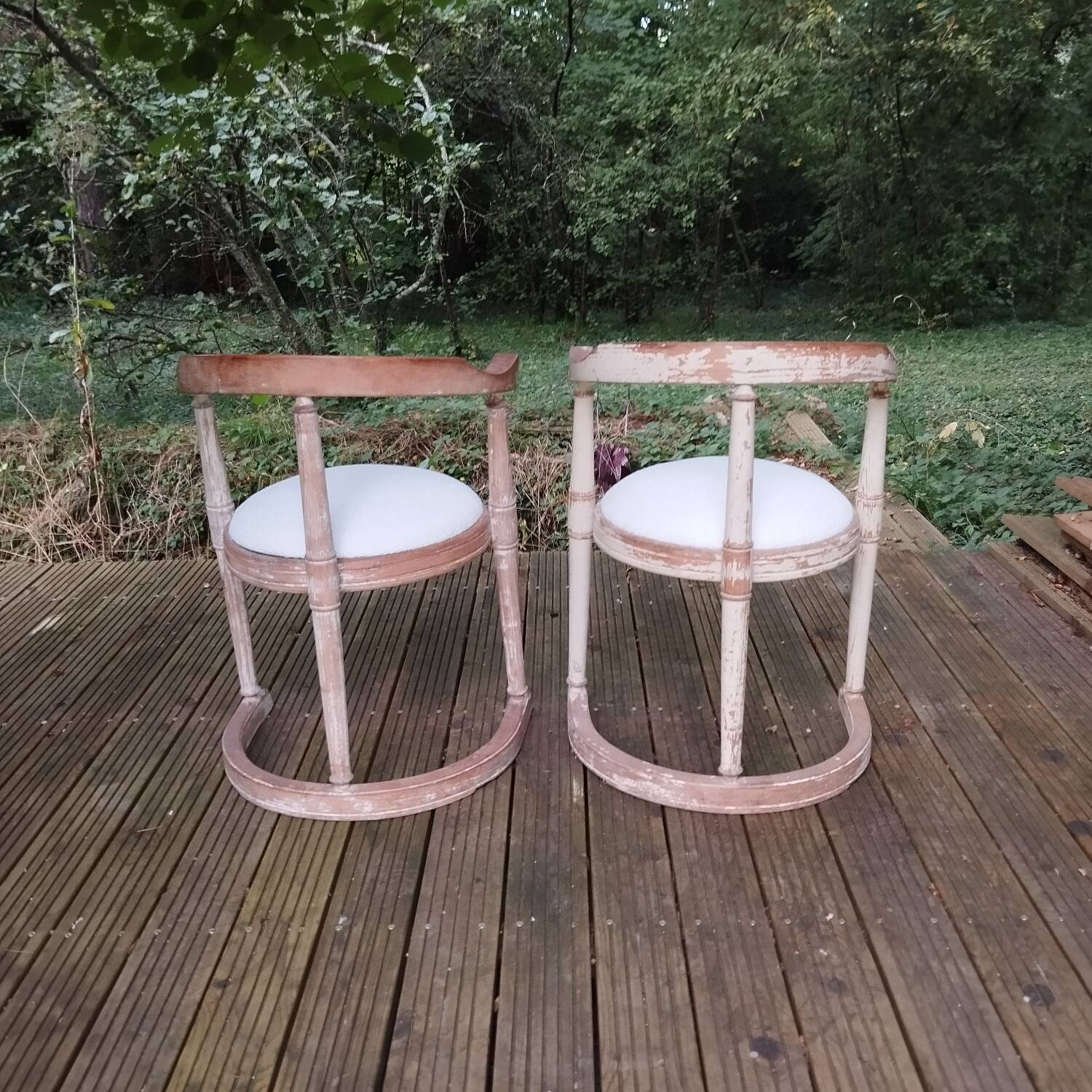 Pair of antique barrel armchairs