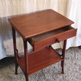 Curved solid wood side table - early 20th century