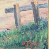 Huile sur toile village vue campagne signé M. Rueff début 20ème