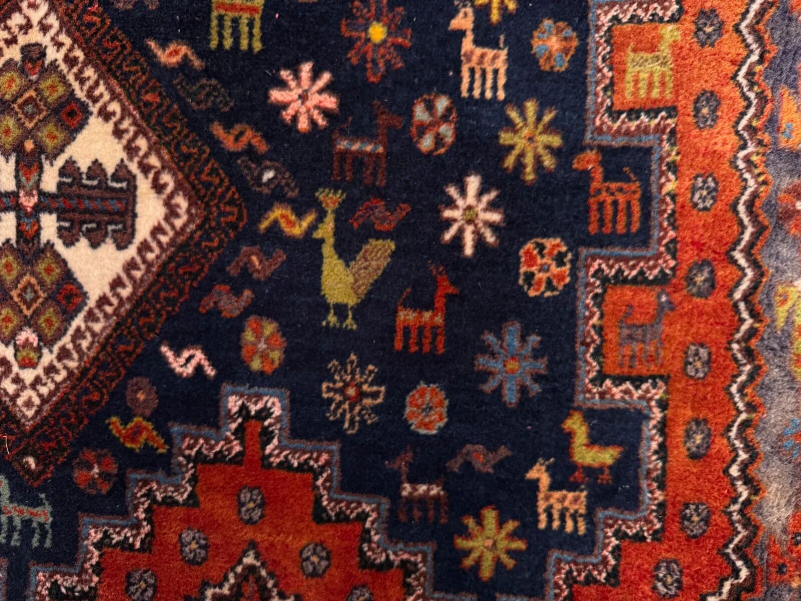 Vintage tribal rug 170x240 cm, wool oriental handmade rug large 2553