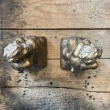 2 Seated satyr sculptures in cast bronze