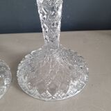 Pair of antique molded glass candlesticks