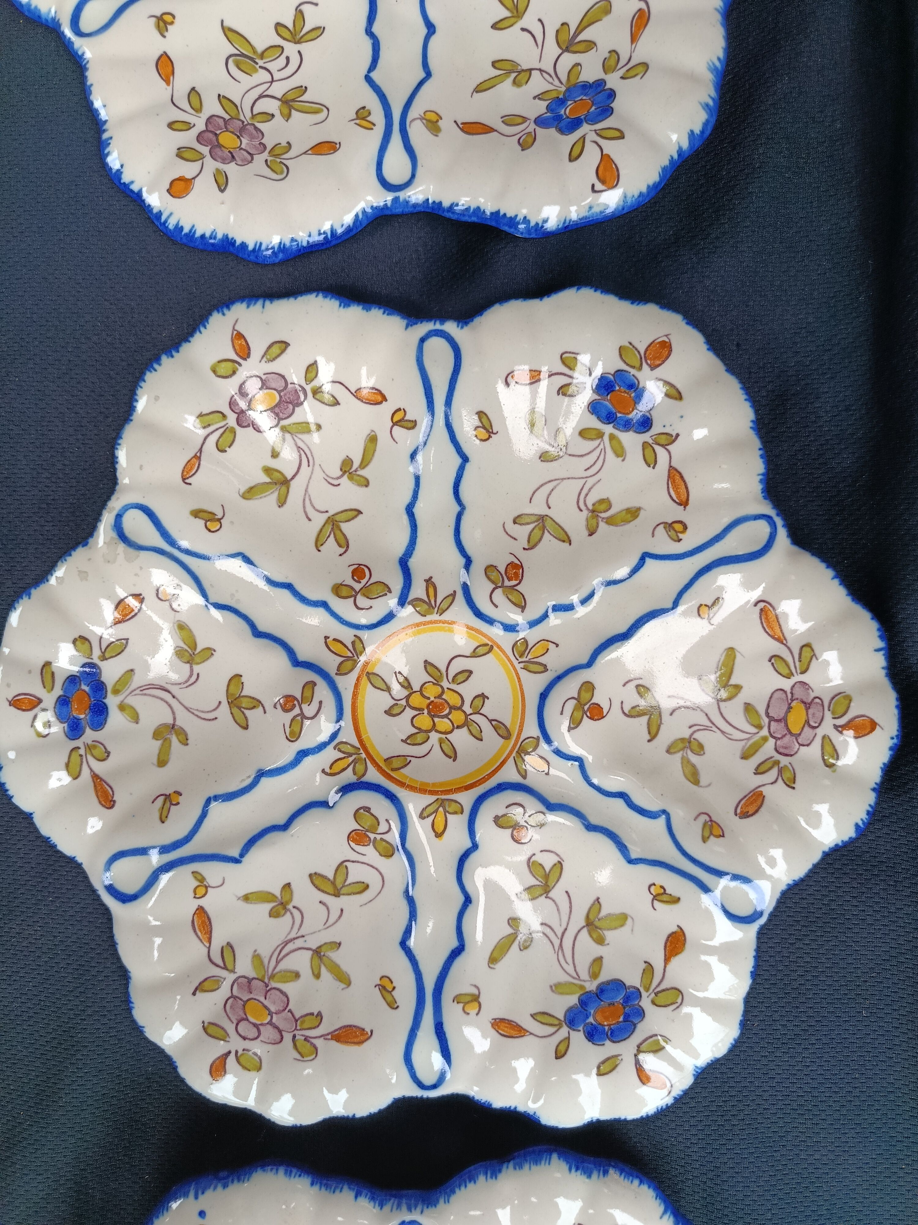 6 assiettes à huîtres Ribet Bonnassie