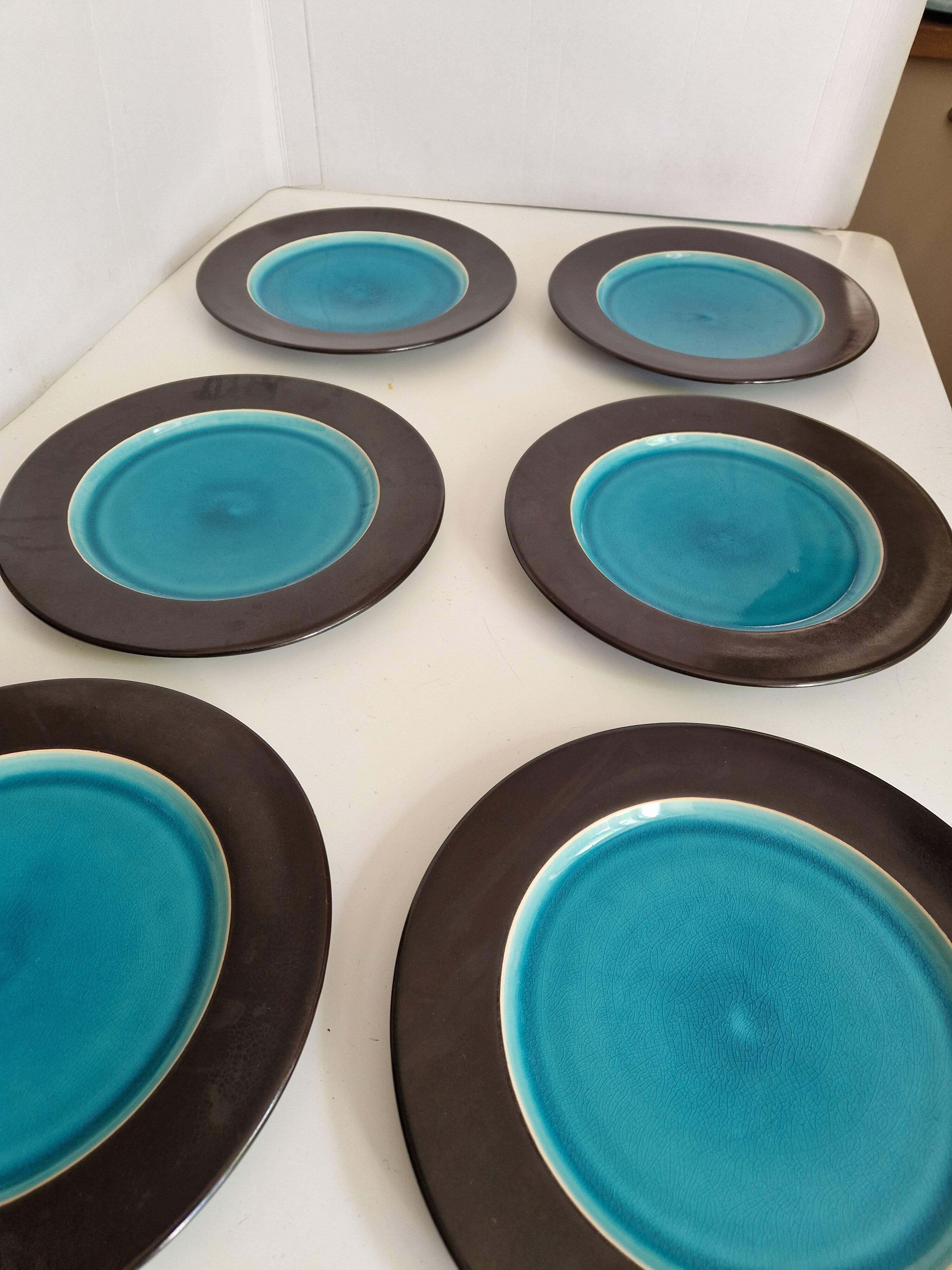 Set of 6 Flat Plates Geneviève Lethu Model Salomé