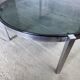 Table low vintage smoked glass and chromed metal