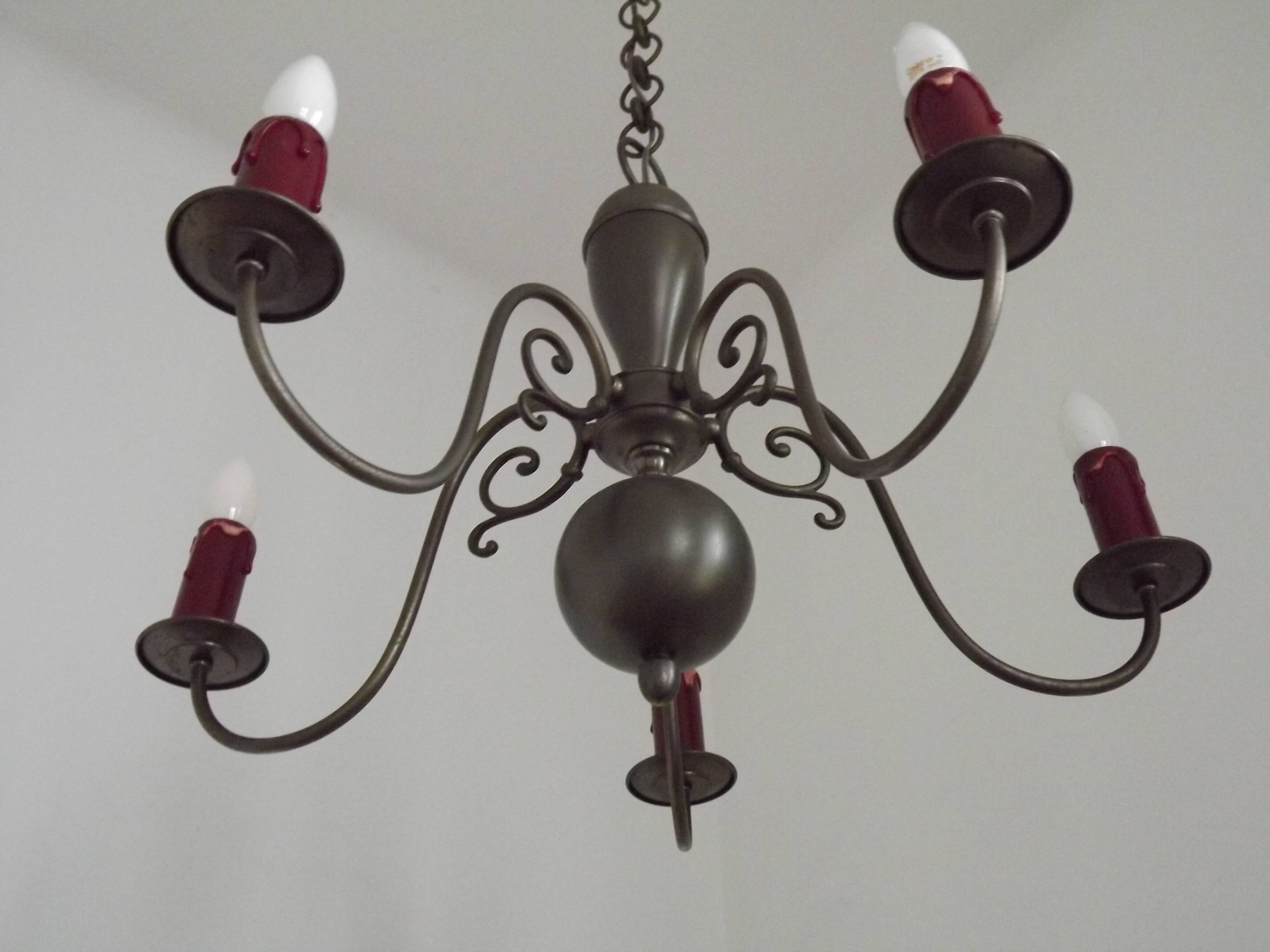 Five-light Flemish chandelier in silver-plated metal 5181