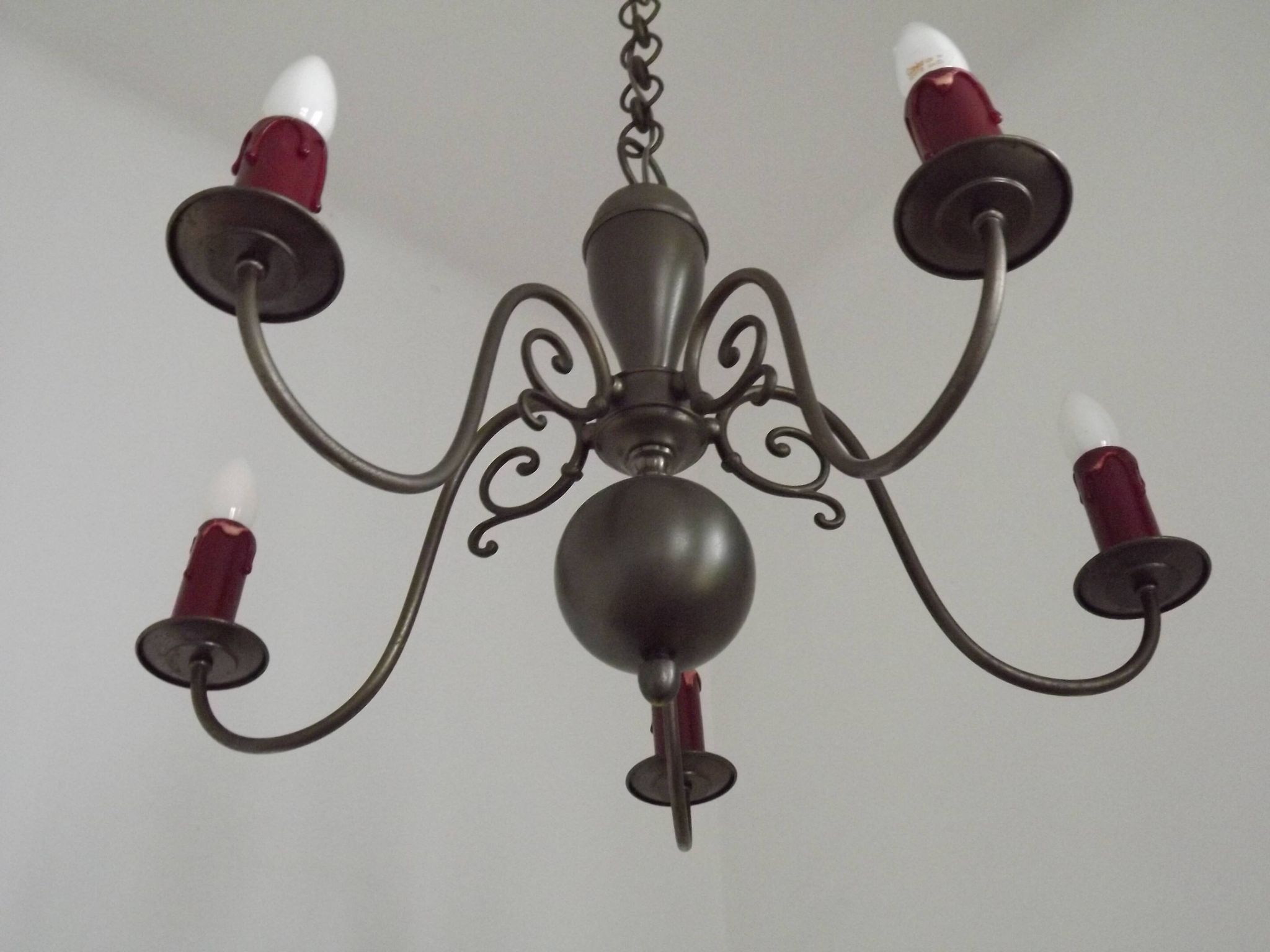 Five-light Flemish chandelier in silver-plated metal 5181