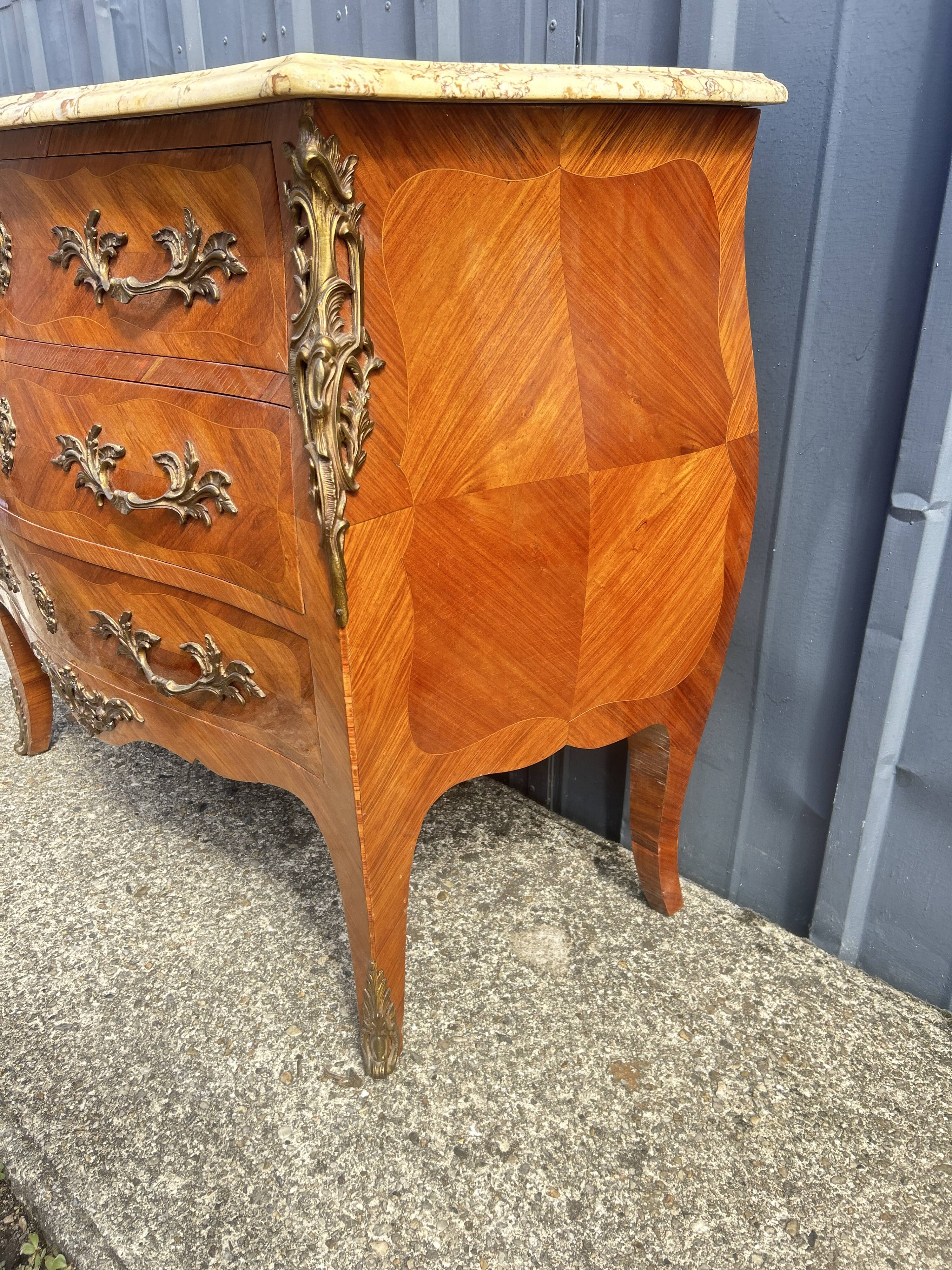 Louis XV Style Commode, 3 drawers, rosewood, marble top
