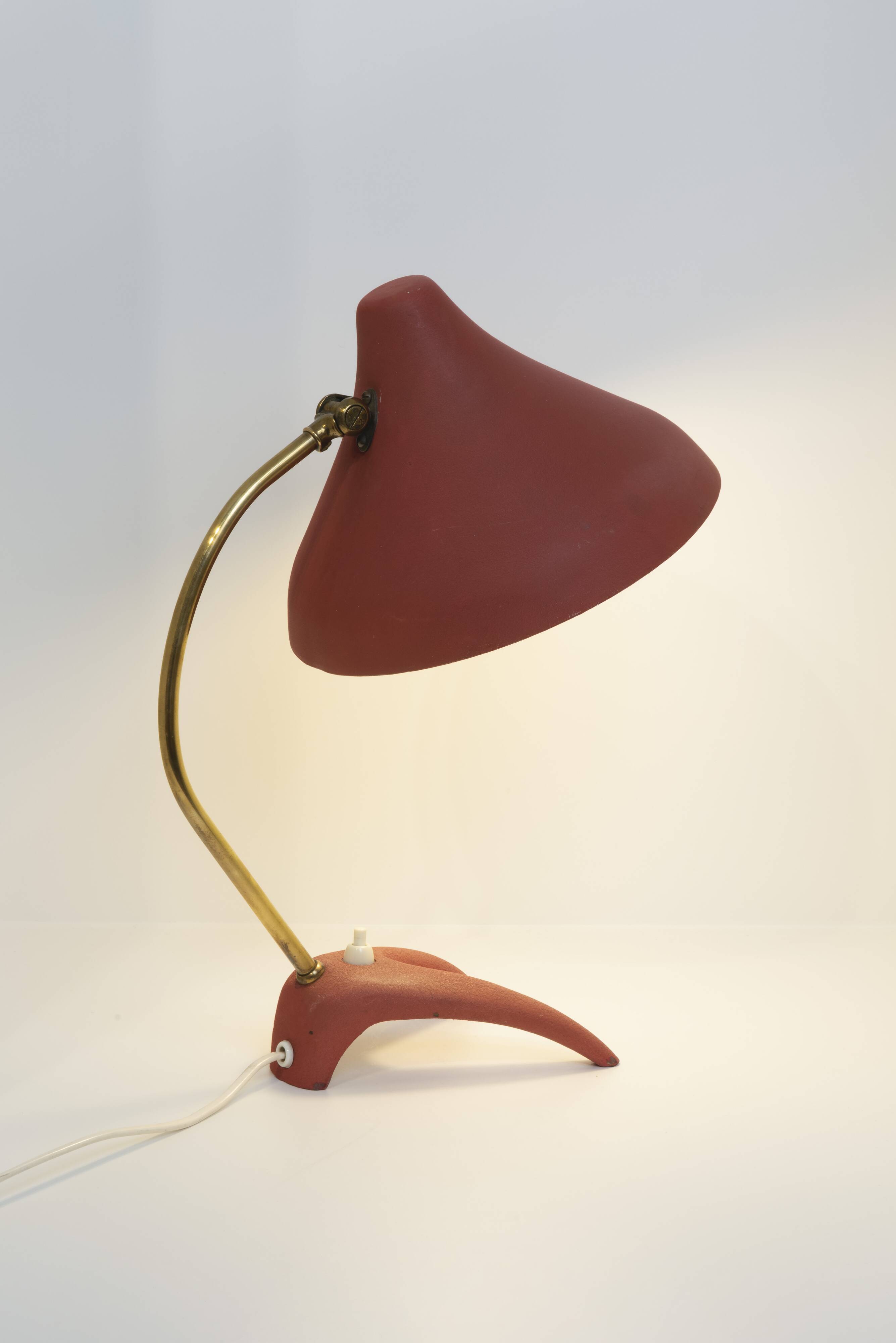 Lampe de bureau rouge Ewa Varnamo, années 1950