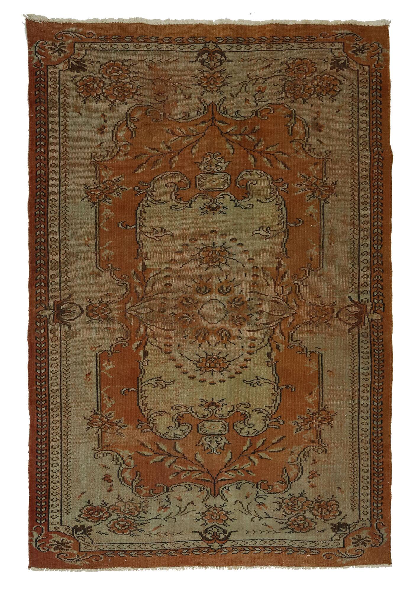 One-of-a-kind turkish handwoven vintage rug - rustic vintage charm 265x 175