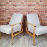 A pair of renovated armchairs "LIS", Fox, Poland 1960s