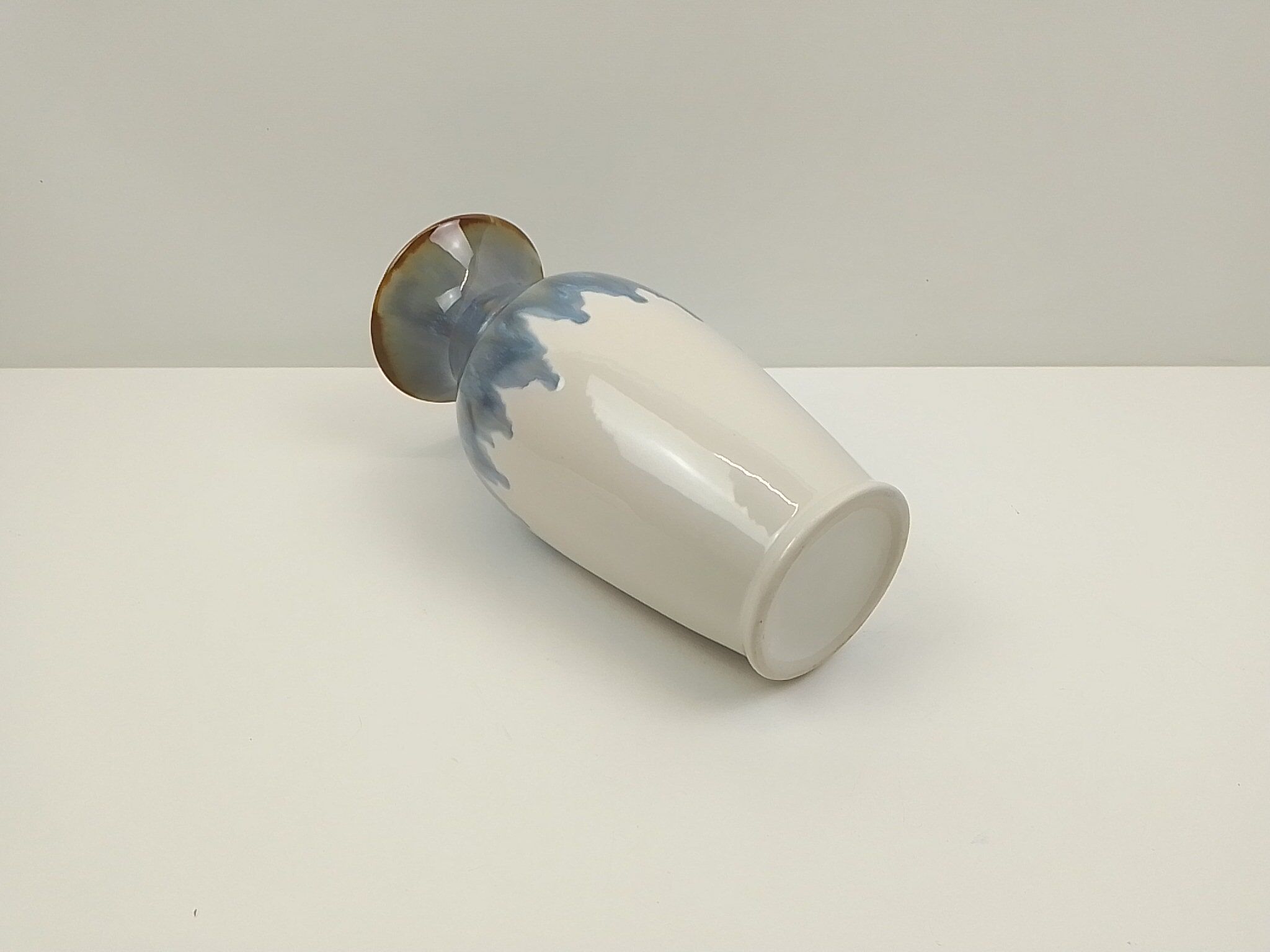 Vase écru et bleu turquoise 26 cm