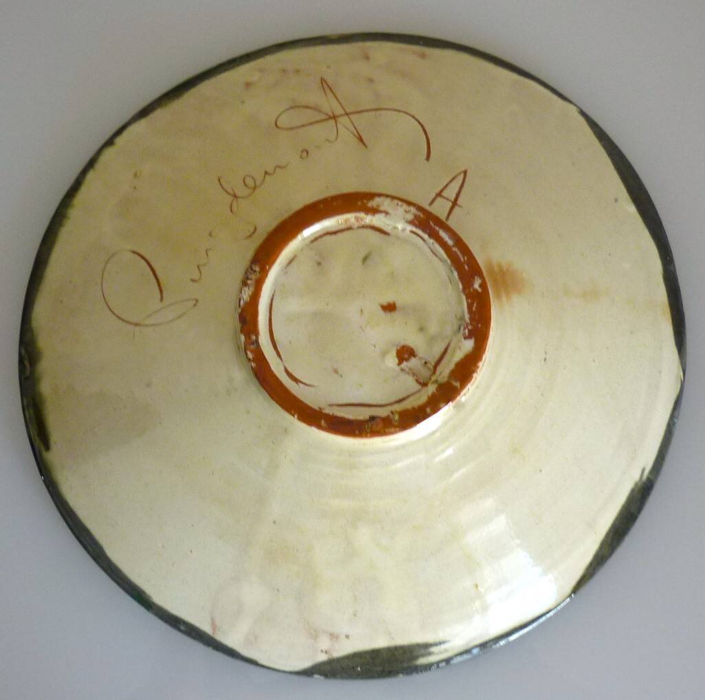 Ceramic dish, enameled terracotta, signed Puigdemont, 1960s, fish