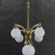 1930s Restored Brass Chandelier, Czechoslovakia