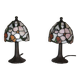 Pair of Tiffany Style Bedside Lamps 1990s Art Nouveau