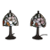 Pair of Tiffany Style Bedside Lamps 1990s Art Nouveau