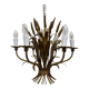 Large wheat sheaf leaf gold gilt chandelier, 1960’s