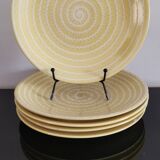 Lot de 5 anciennes assiettes plates Longchamp jaune soleil