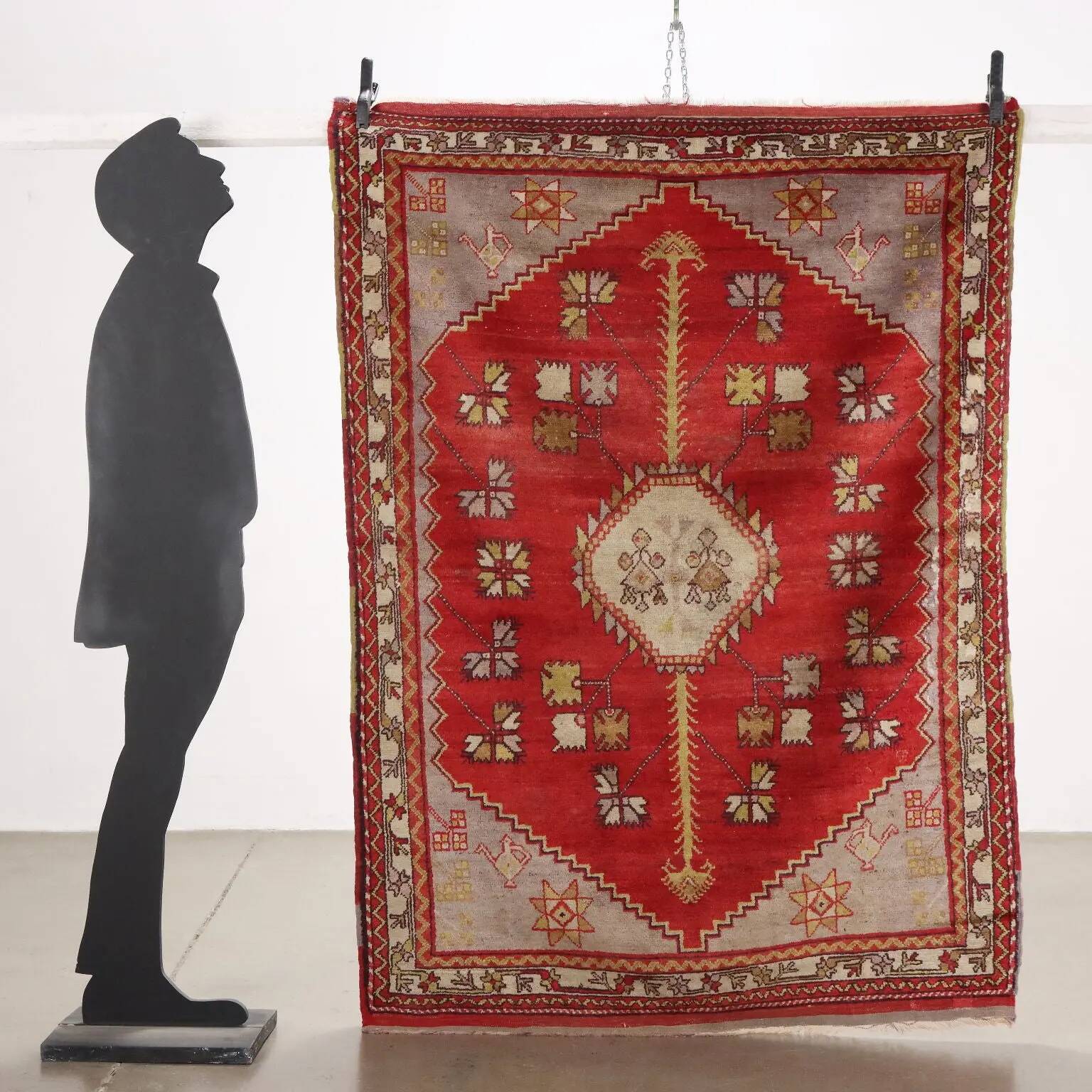 Tapis Kula ancien en laine, gros nœud, Turquie, 75 x 47 In