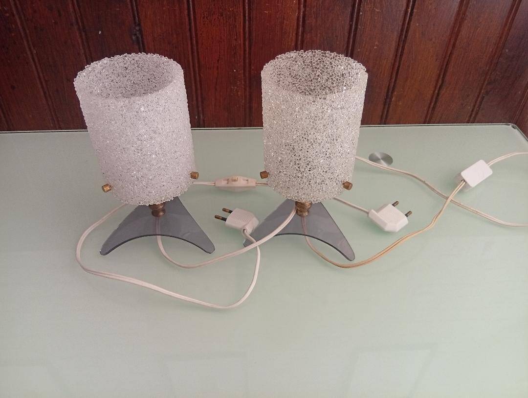 Set of 2 Perspex and Plexiglass lamps from the 1950s.